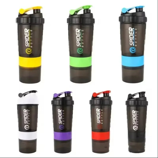 3 Layer Shaker Bottle Protein Mixing Shake Cup Sports Fitness Water Cup 550ml Scaled Plastic Water Bottles with Medicine Box