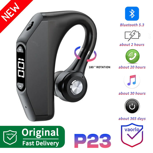 Bluetooth Business Earphones Talk/Music Time 20/30 Hours LED Digital Display With MlC Noice Cancelling Wireless Headset
